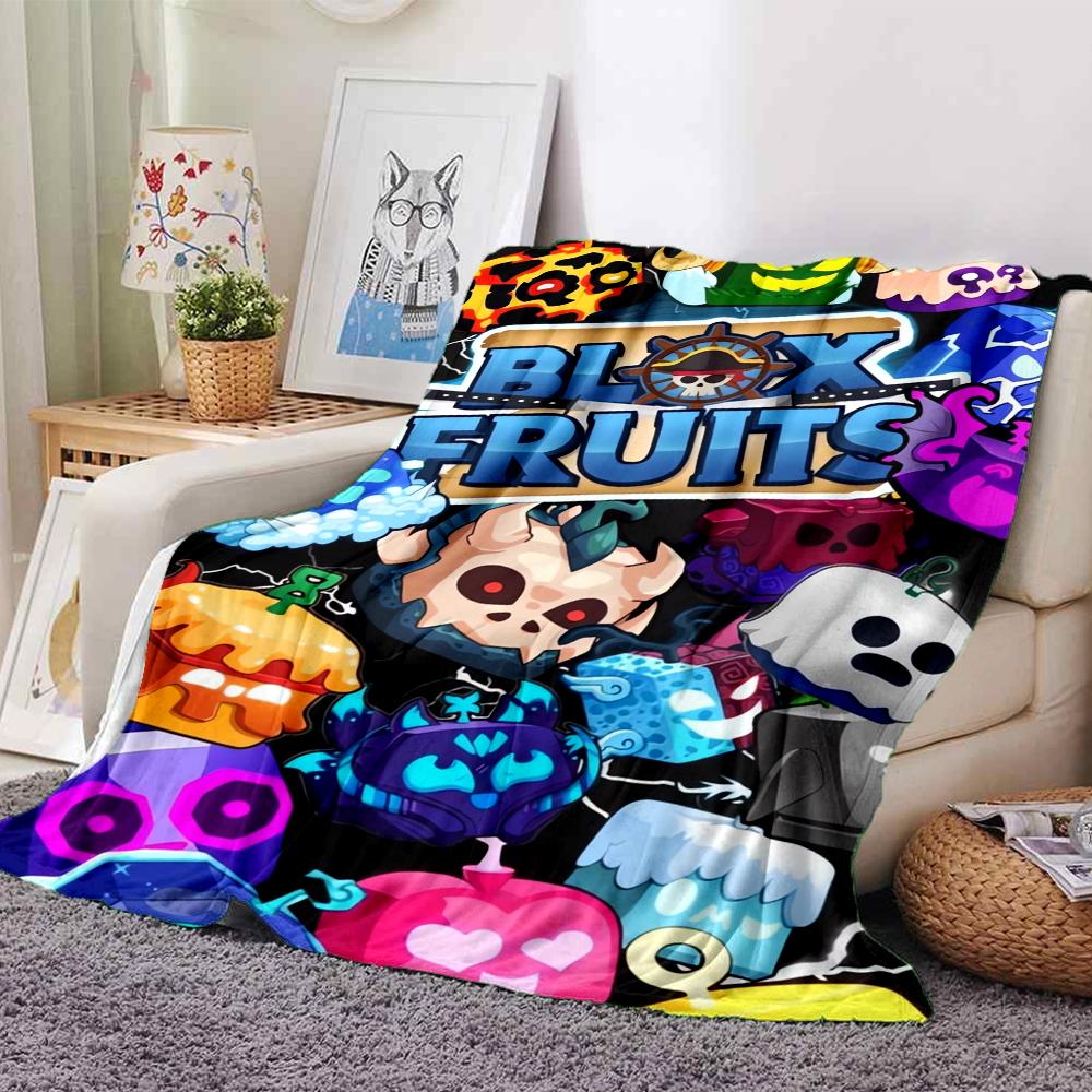 Coperta Stampata Tema Blox Fruits - Perfetta per Divano, Letto, Viaggio e Uso Esterno | Lavabile in Lavatrice, Accogliente e Durevole.