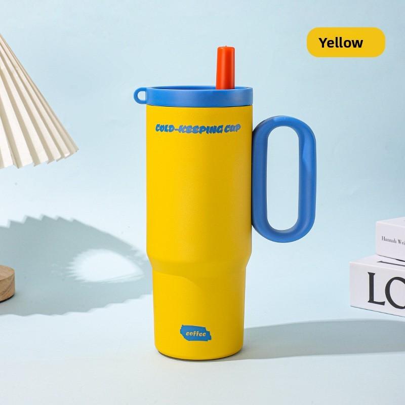 Buchstabe Modernes Design Isolierter Reisebecher mit Deckel und Strohhalm für Draußen Büro