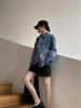 Hong Kong Style Retro Washed Women's Denim Jacket - 2025 Spring/Autumn Loose Casual Fashion Top