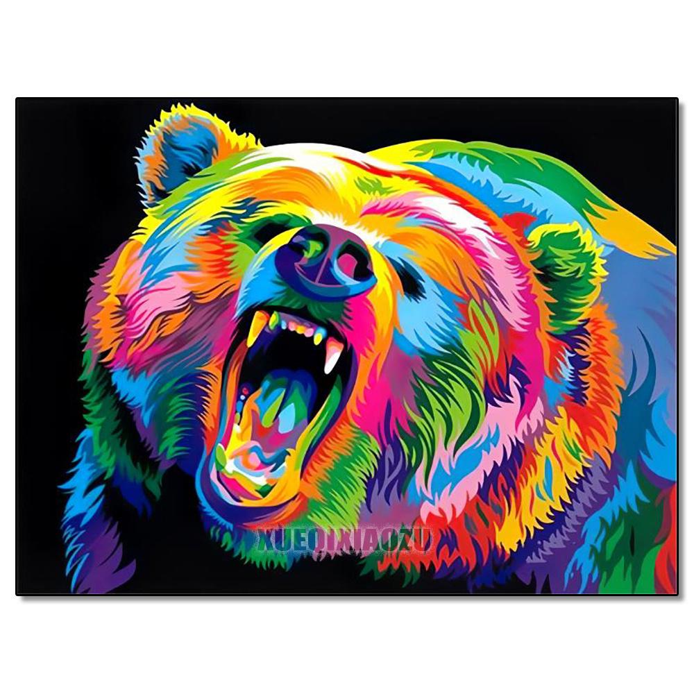 Peinture au Diamant 5D DIY Animaux Lion Chat Tigre Kit de Point de Croix Broderie Diamant Ronde Complète Mosaïque Artistique Image de Strass