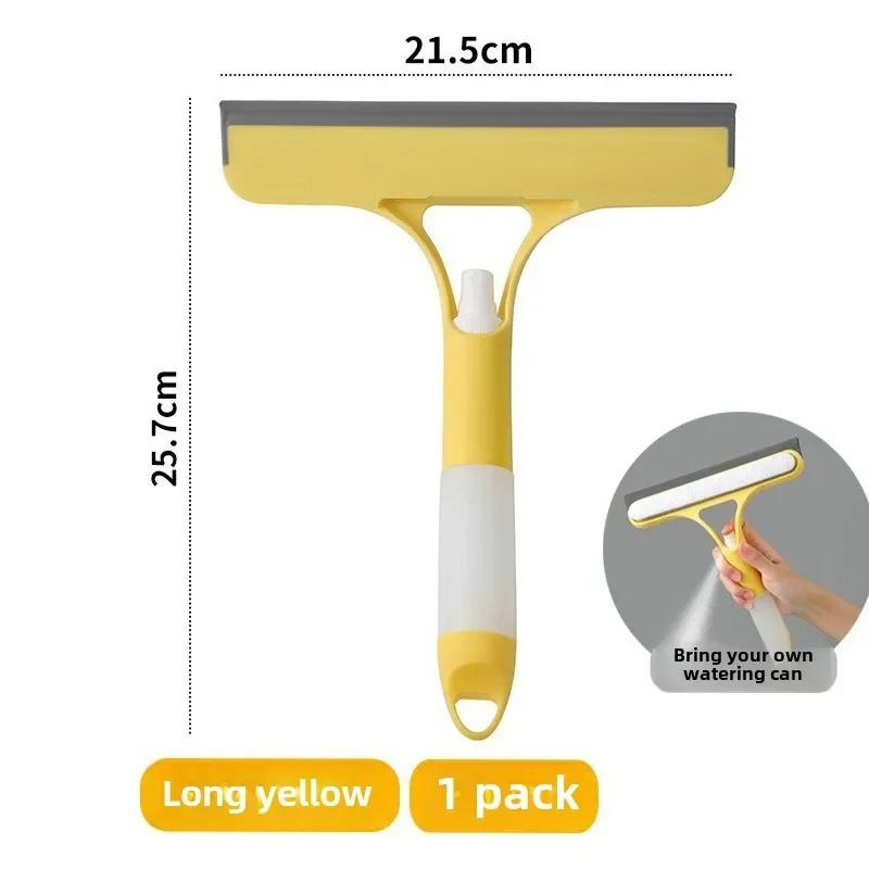 Multi-functional Liquid Glass Cleaning Tool Double-sided Scrubbing Bathroom Mirror Wiper Brush Clean Built-in Spray Bottle Brush