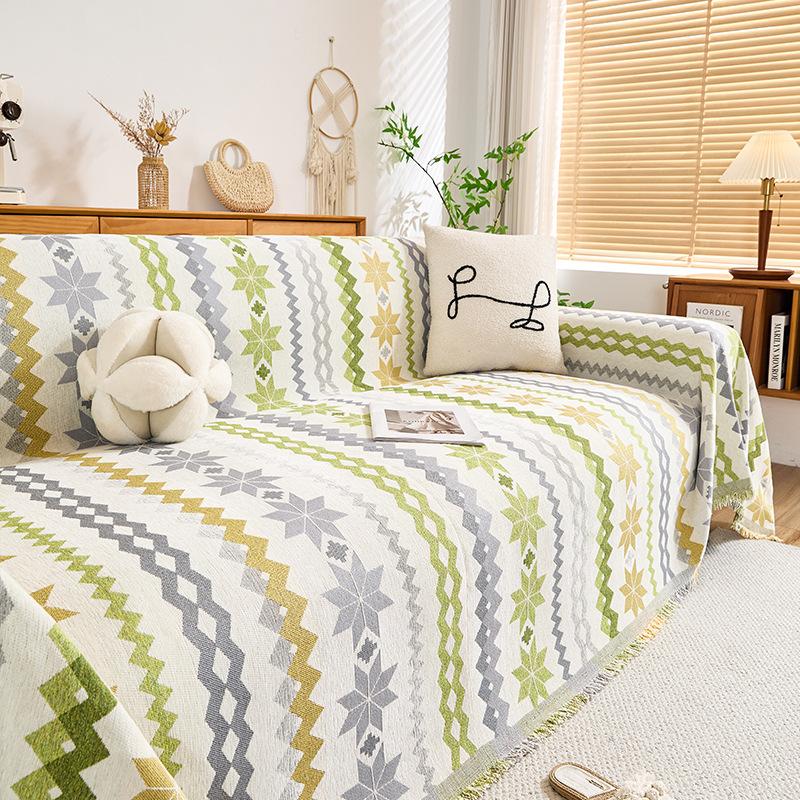 Bohemian Diamond Star Printed Sofa Towel Soft Double Face Usable Sofa Cover For Pets Anti-Scratch Anti-Dirt Furniture Protector