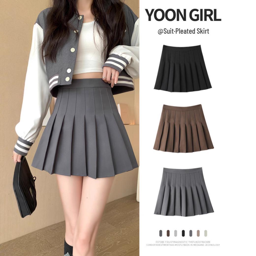 

Petite Women s A-Line Midi Skirt - Spring/Summer, High Waist, Pleated, Plus Size, JK Style L (52.5-57.5 kg)