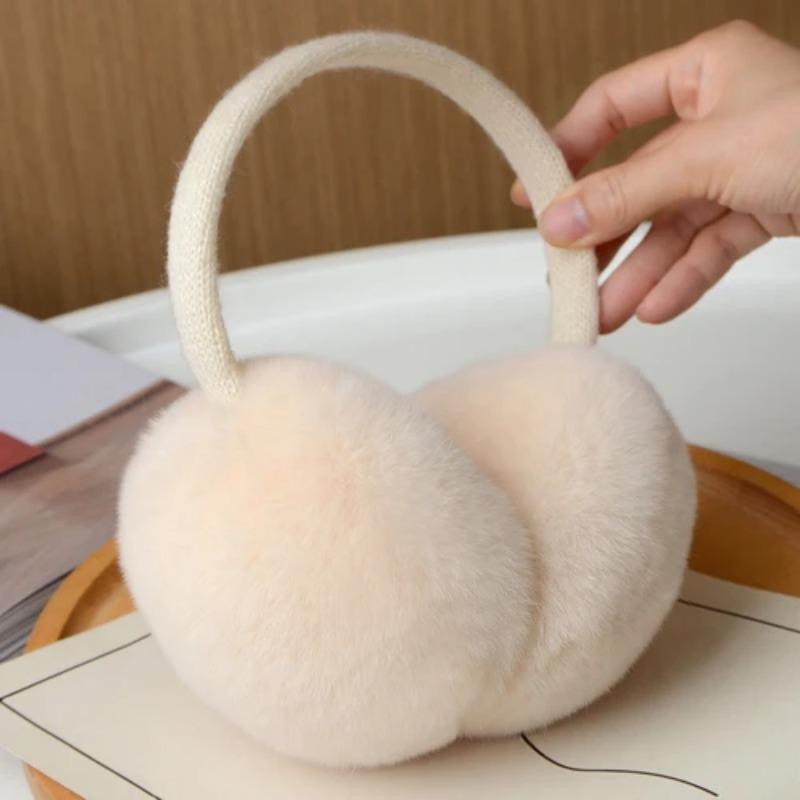 Natural 100% Rex Rabbit Fur Earmuffs Winter Accessories for Women Winter Ear Muffs Fluffy Earmuff Ear Cover for Winter