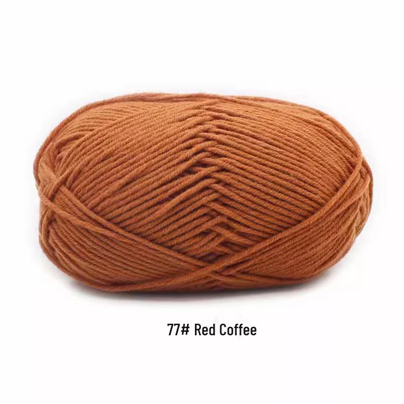

4 нити пряжи из молочного хлопка средней толщины для ручного вязания детских изделий кофейный/красный