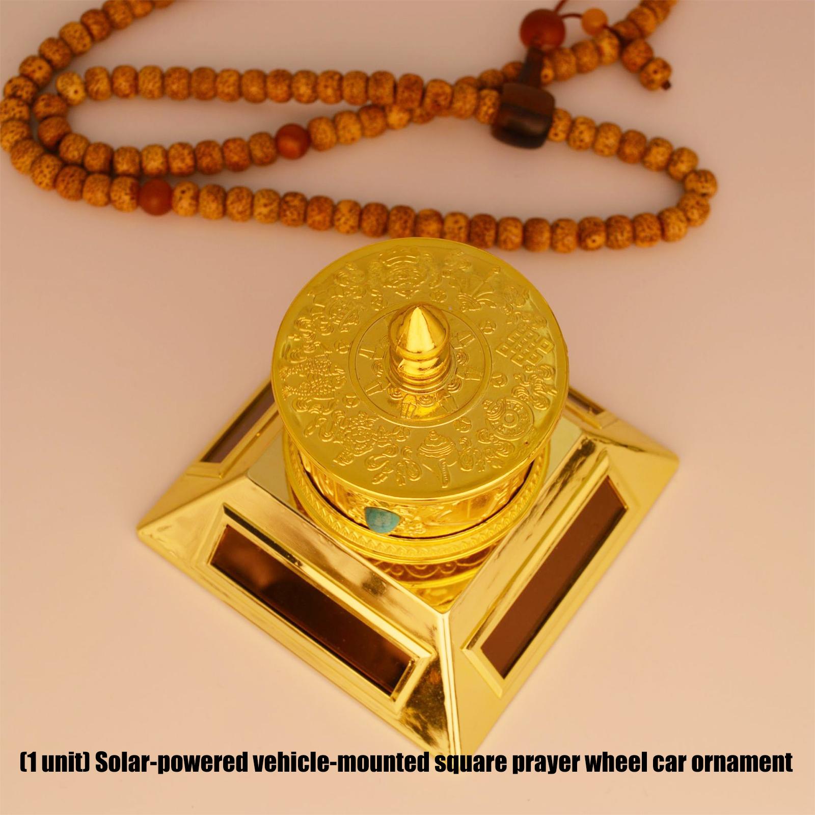 

Quiet Solar Car Ornament Tibetan Prayer Wheel Auto Dashboard Decors Buddhist Cultural Spiritual Vehicle Prayer Wheel 1