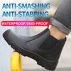 Anti-slip Waterproof Safety Shoes Without Laces Leather Work Boots Men Anti-puncture Steel Toe Work Sneakers Protective Shoes