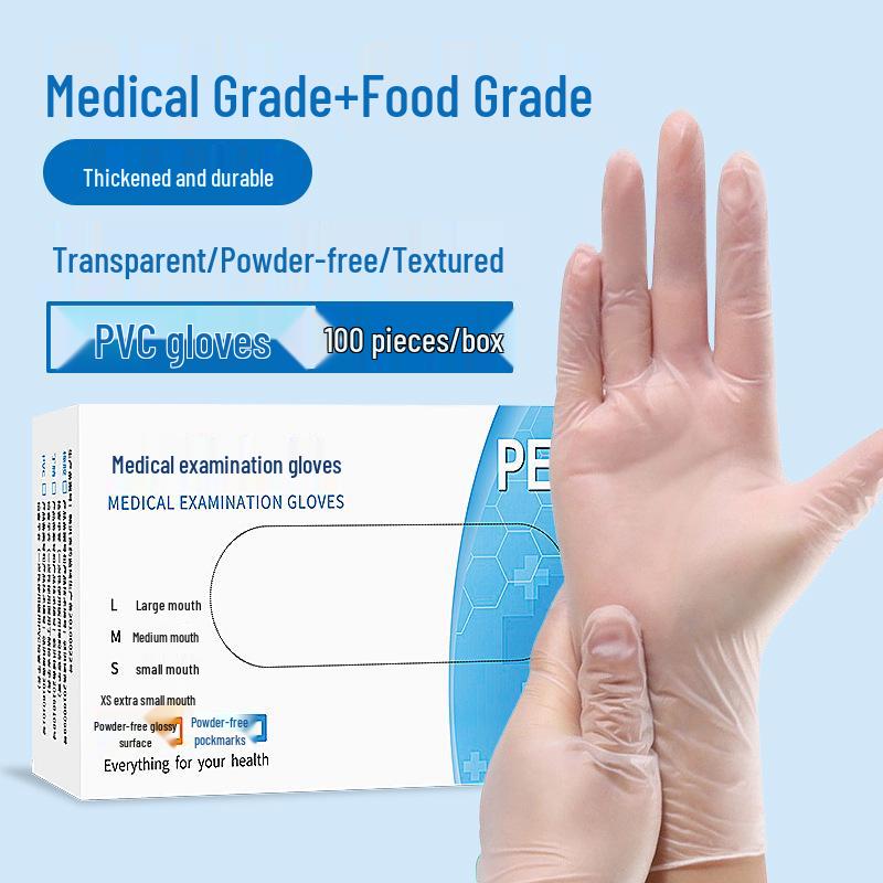 100er-Pack Einweg-PVC-Handschuhe - Industrie-, Reinigungs- und Lebensmittelecht; Medizinische Qualität