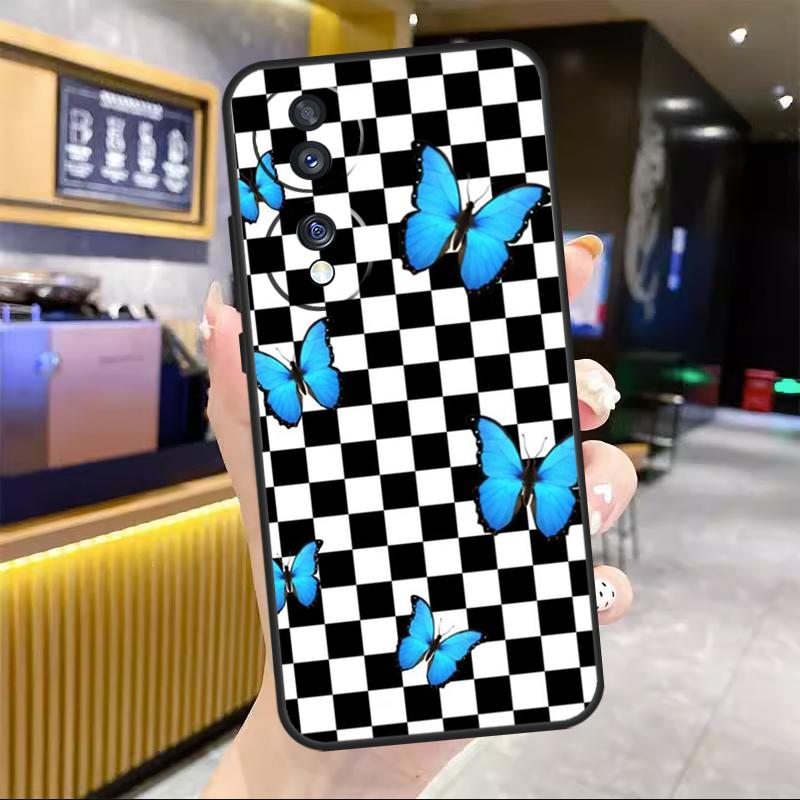 Checkerboard Sunflower For Honor Magic 6 7 8 Pro Case For Honor 90 70 50 Lite 400 200 X8c X8b X9a X9b X9c X9d Win RT