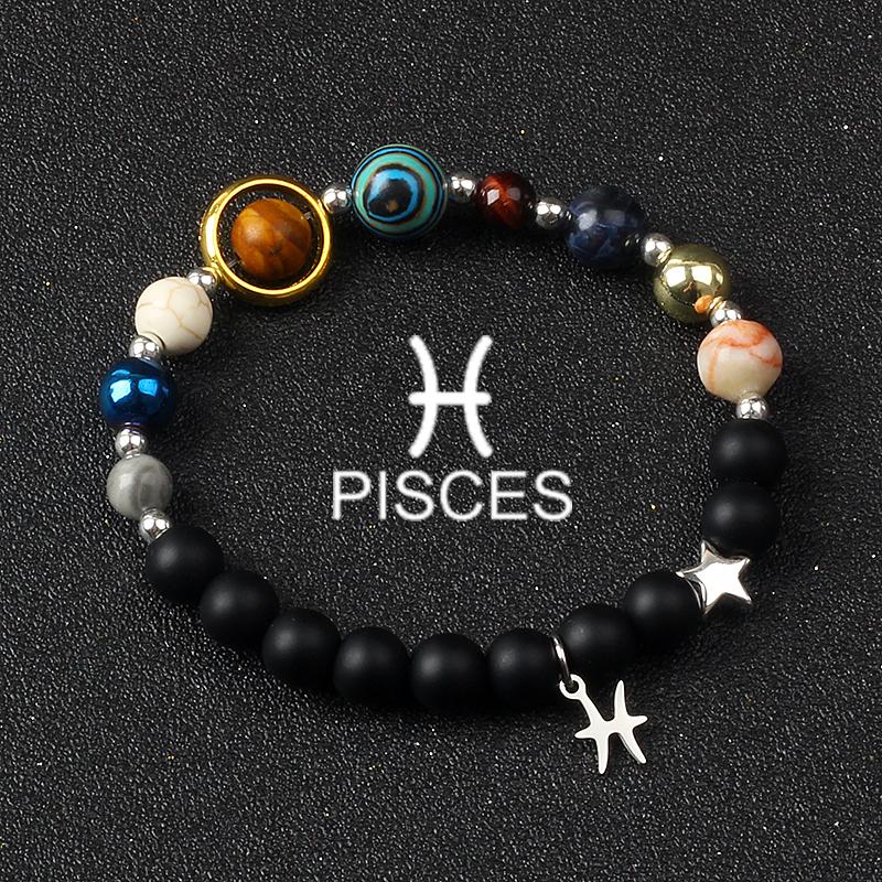 Solar System Galaxy Planets Bracelets for Women Women Zodiac Virgo Cancer Leo Libra 12 Constellation Charm Bracelet Jewelry Gift