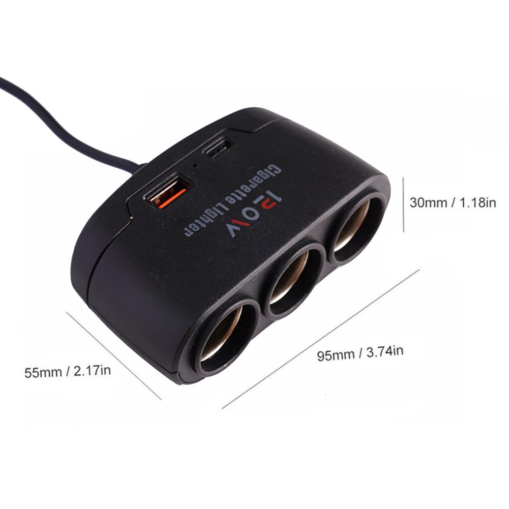 120W Car Charger 12V 24V 3 Socket Cigarette Lighter Splitter Dual USB PD Car Power Conversion Plug Fast Charge Adapter For Phone
