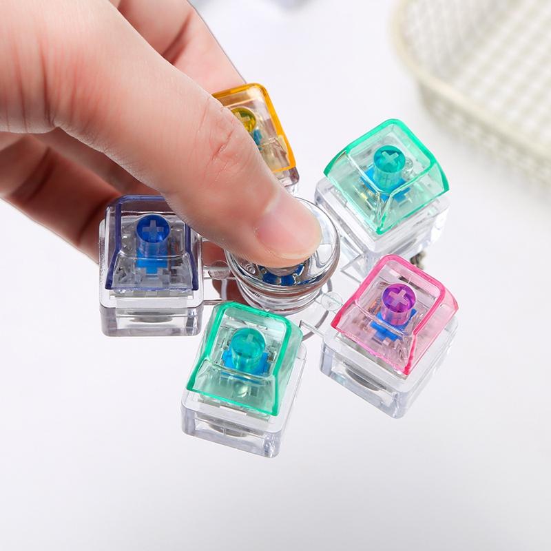 Glowing Keybopard Keychain 1-9 Key Keycap Keychain Press Button Keyring Stress Releasing Decompression Keyrings Bags Charms
