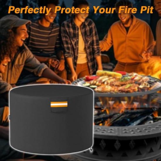 Round Gas Fire Pit 420D Cover for All Weather Outdoor Storage 38" Dia × 24"H us