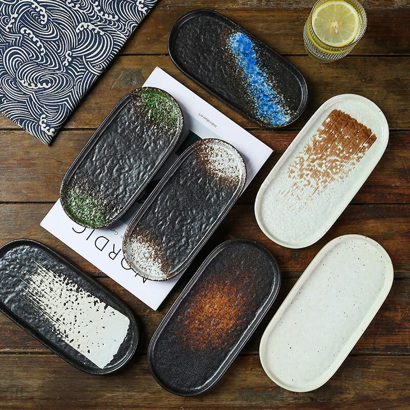 Japanese Ceramic Stone Grain Sushi & Grill Plate