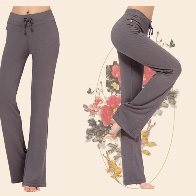 Women Solid Color High Waist Drawstring Wide Leg Long Pants Yoga Dance Trousers Wide Leg For Yoga Running Jogging Gymnastics