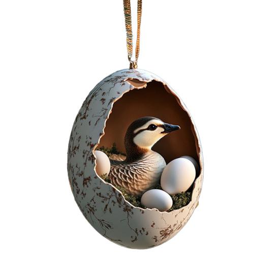 Vánoční ozdoba Akrylové zvířátko Vejce Strom Přívěsek 2D Kuře Kachna Želva Skořápka Farma Dekorace Sváteční dárek pro Rodinu Přátele