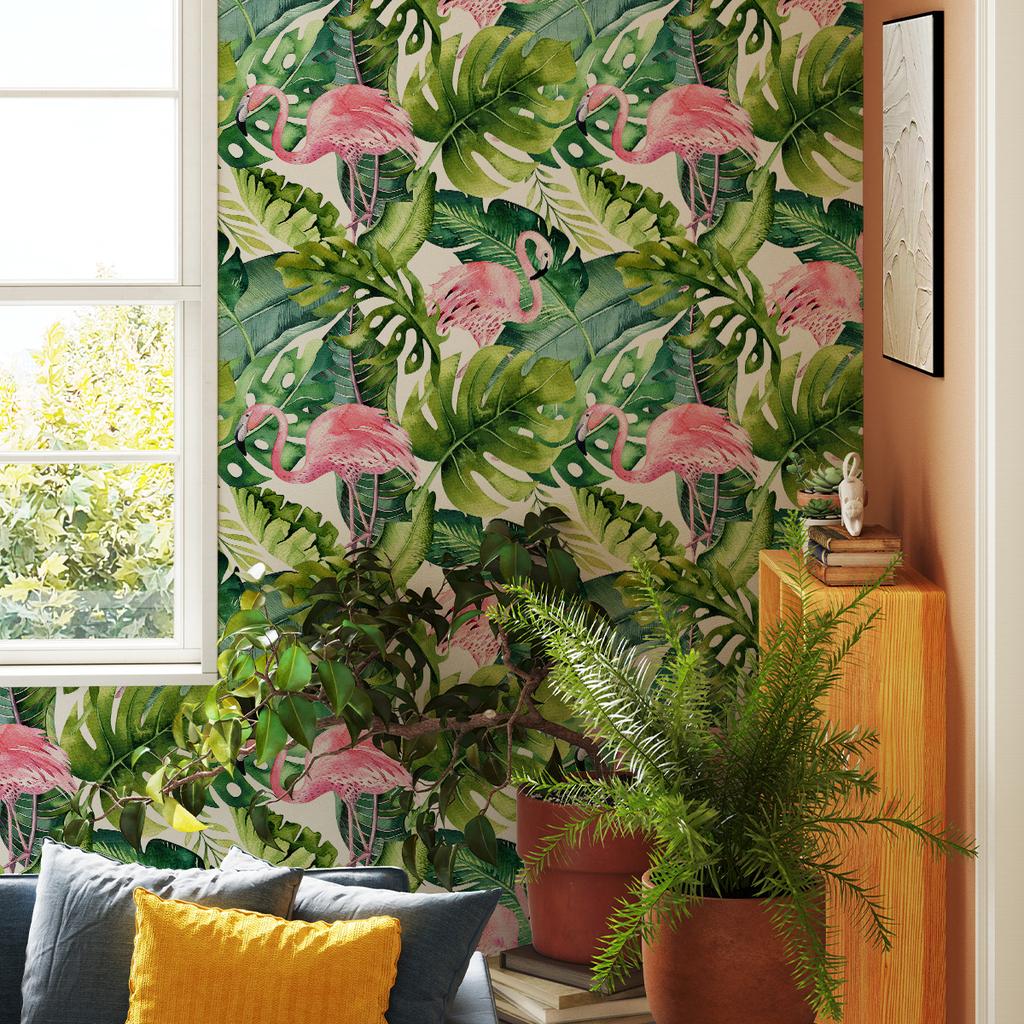 Thickened Wallpaper Self-Adhesive High-End Wall Decoration Flower Green Plant Wall Sticker Room Decoration