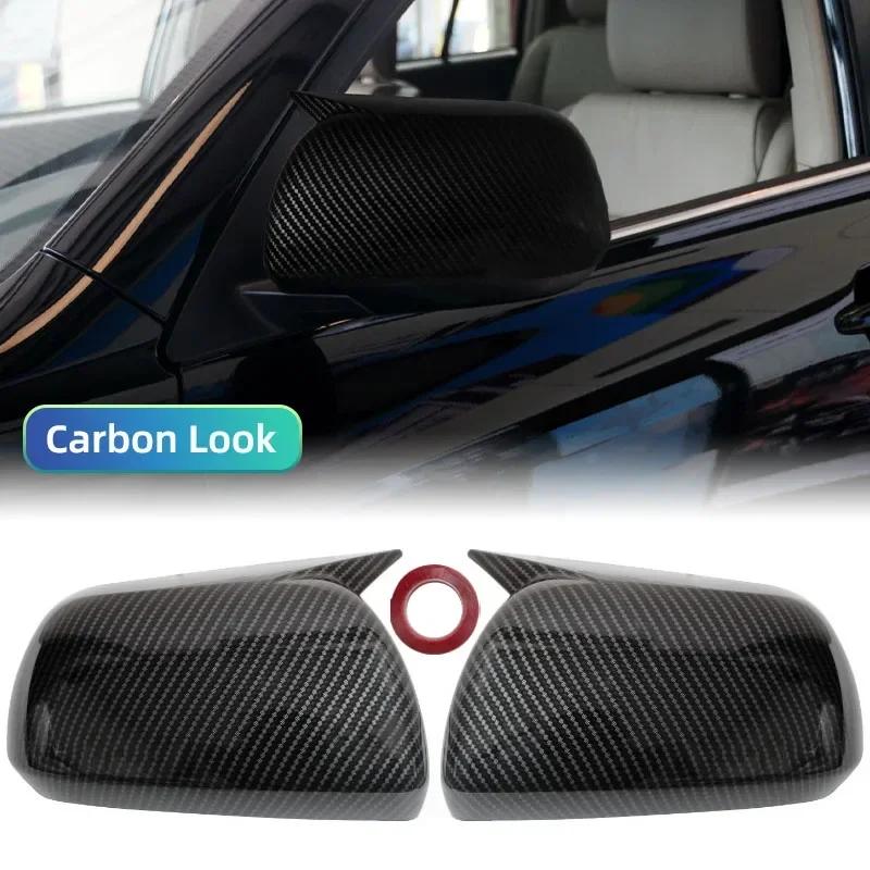 For Toyota Highlander 2008-2013 Car Rearview Side Mirror Cover Horn Wing Cap Exterior Door Case Trim Carbon Fiber Black