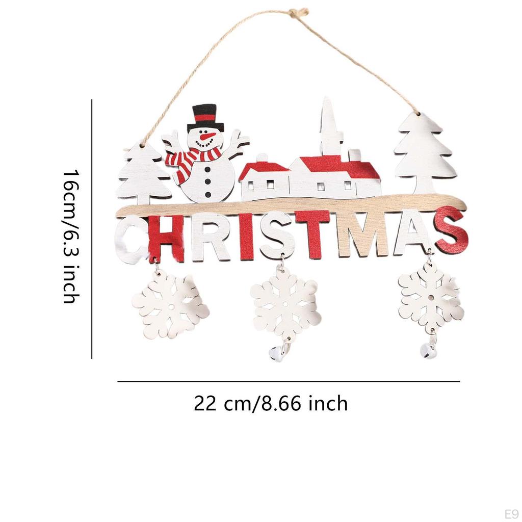 Christmas Wooden Pendant with Bells for Door Sign And Wall Decor
