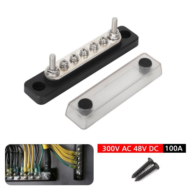 5 Post Power Distribution Block Bus Bar 100A 48V Marine Bus Bar, Automobile Battery Terminals Distribution Block