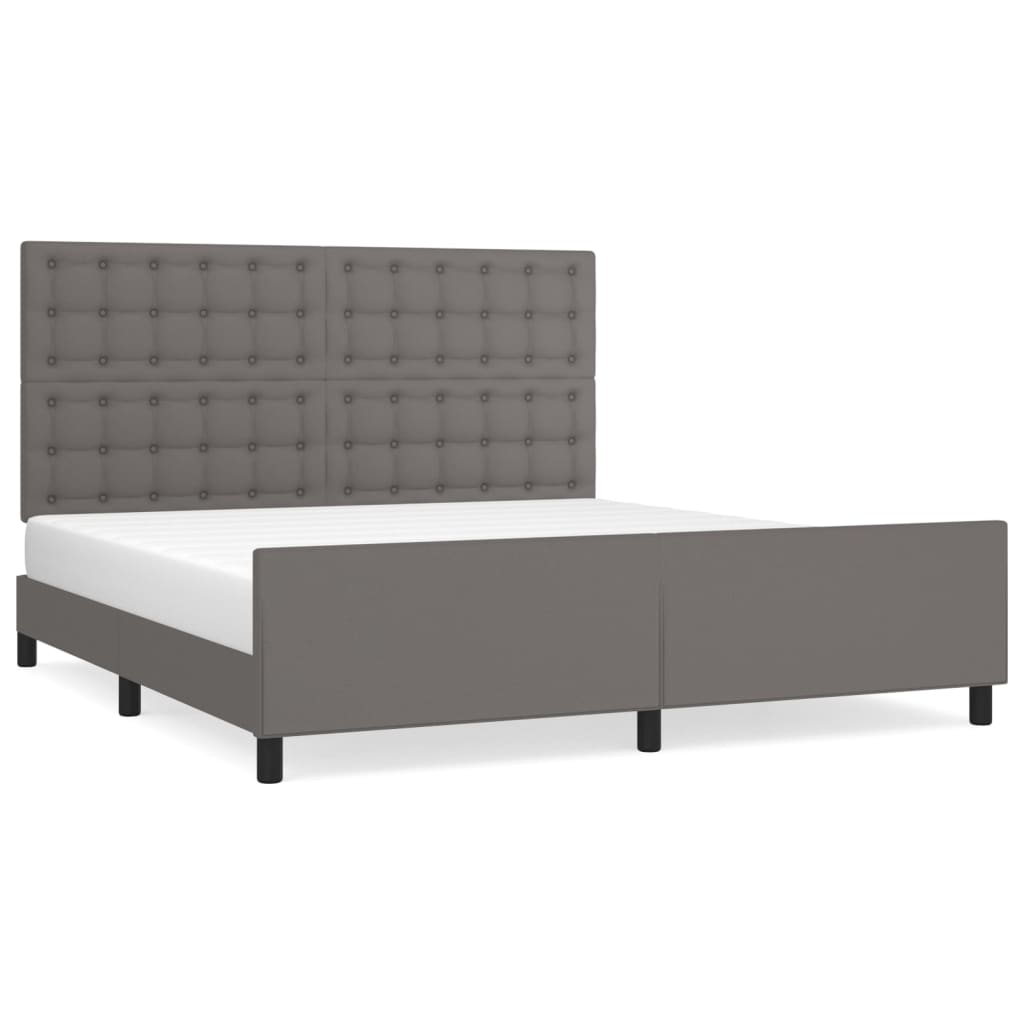 Bed Frame with Headboard Grey 180 x 200 cm Faux Leather