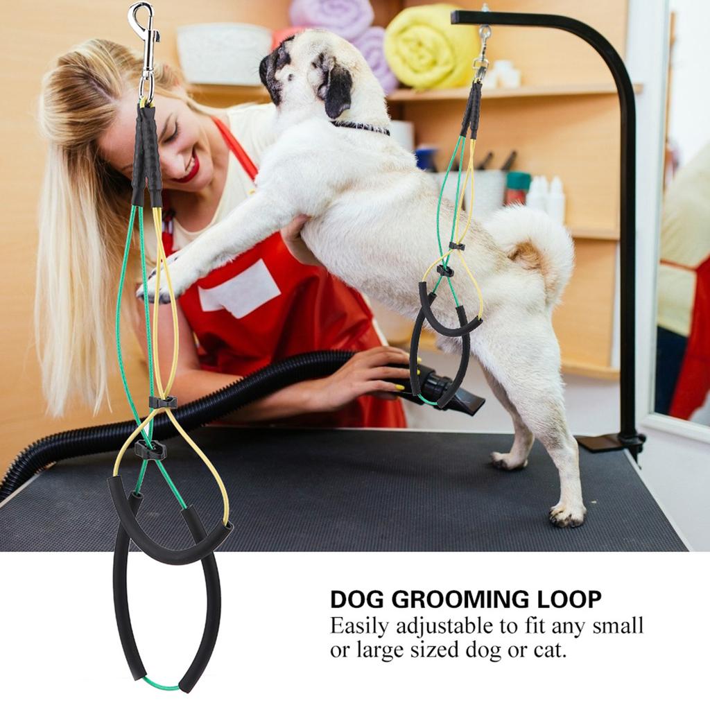Dog Cat Grooming Loop Adjustable Double Noose Ropes for Pet Table Arm Bath Tub