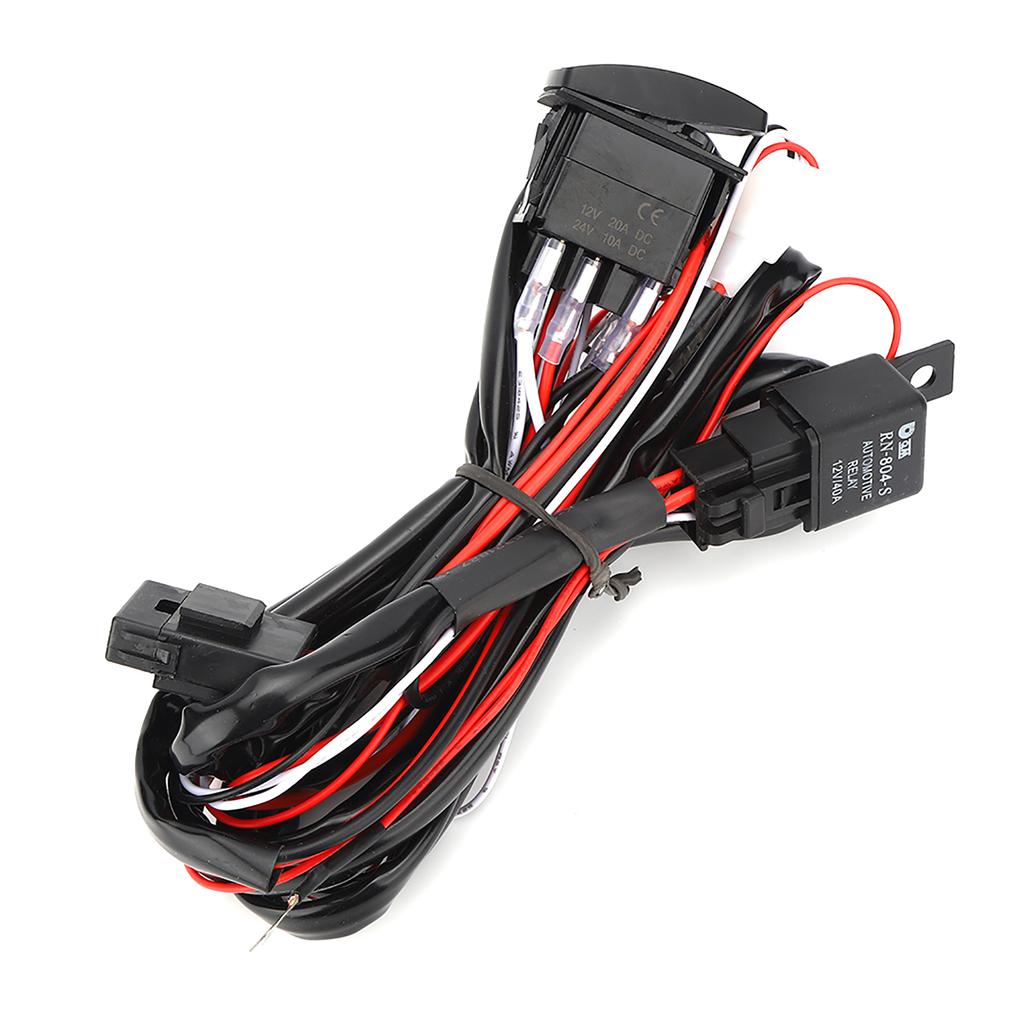 Universal Wiring Harness Kit with LED Working Lamp for 1224V Cars Foglight Light Bar