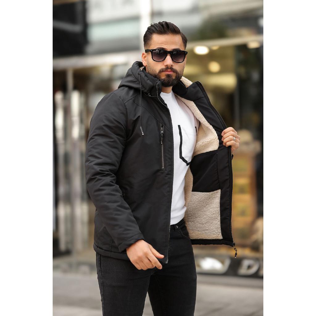 Winter Coat With Fur Inside And Removable Hood