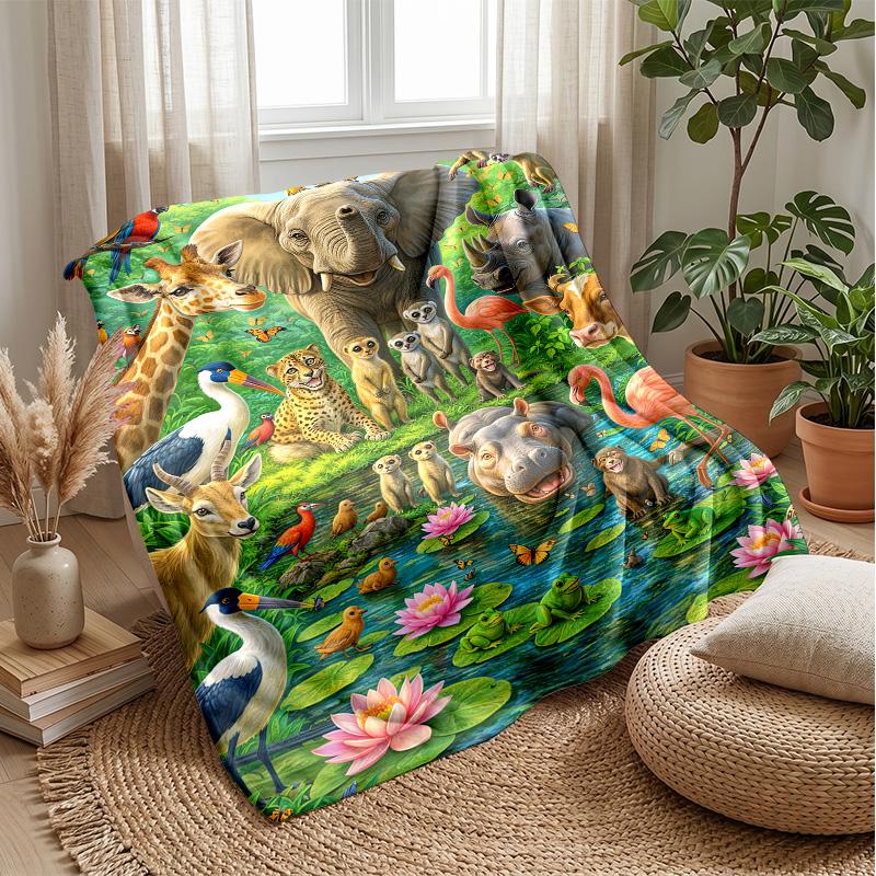 Golden Unicorn in Sunlit Forest Theme blanket Lightweight Warm Flannel Blanket Decorative Throw Blanket for Home Decoration