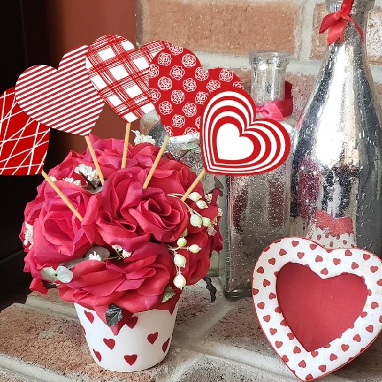 Valentines Day Party Scene Decoration Vase Inserts 15Pcs Cardstock Decors Craft Supplies For Table Centerpieces