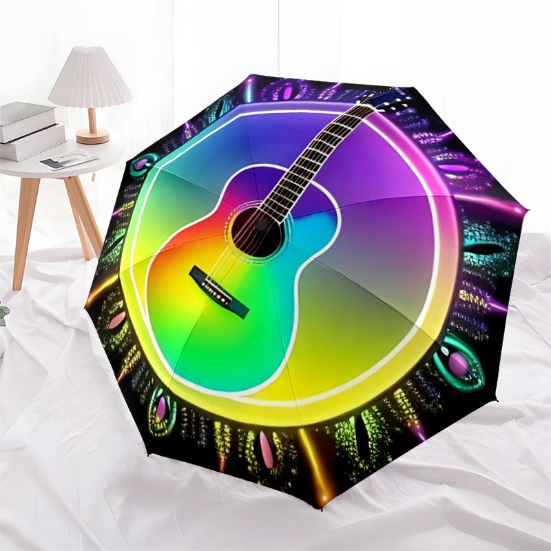 1pc Guitar Rainbow Umbrella Portable Folding Umbrella Durable Iron Frame, Suitable for All Seasons Home Travel Outdoor yy260319061