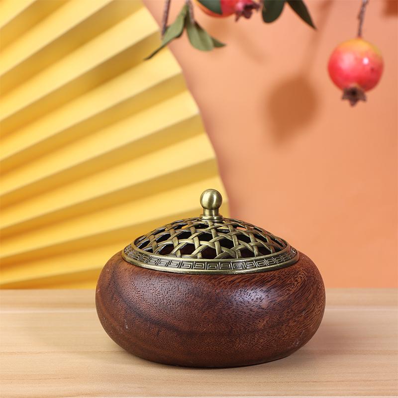 Solid Wood Pan Incense Burner, Indoor Aromatherapy Burner With Sandalwood Incense, Tea Ceremony ,Prayer Rooms, Yoga Decoration