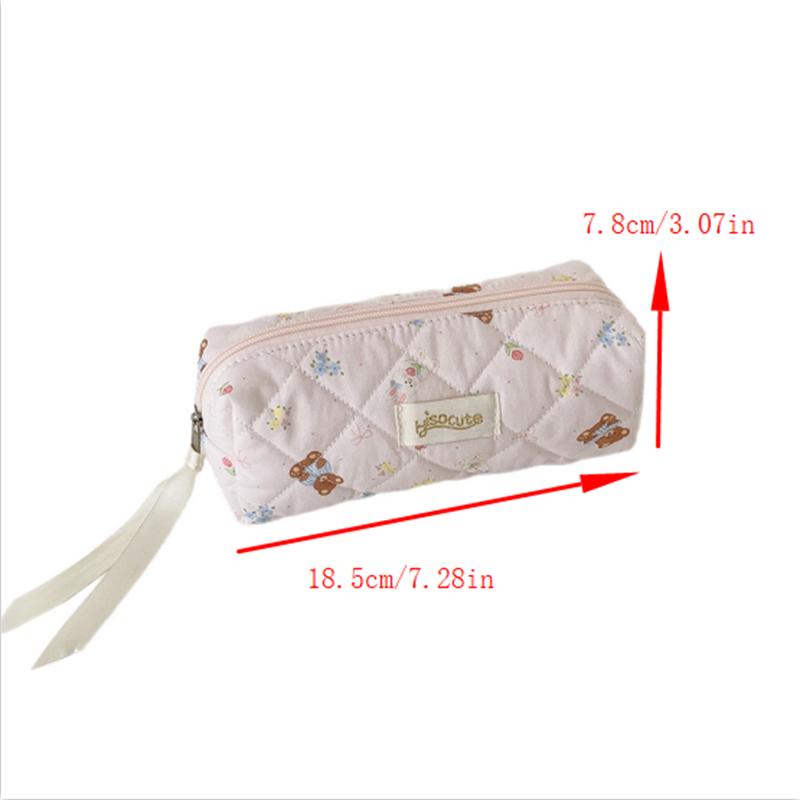 Cute Bear Prints Pencil Case Pen Bag Large-Capacity Student Stationery Storage Bag Portable  Girly Cosmetic Bag Gifts