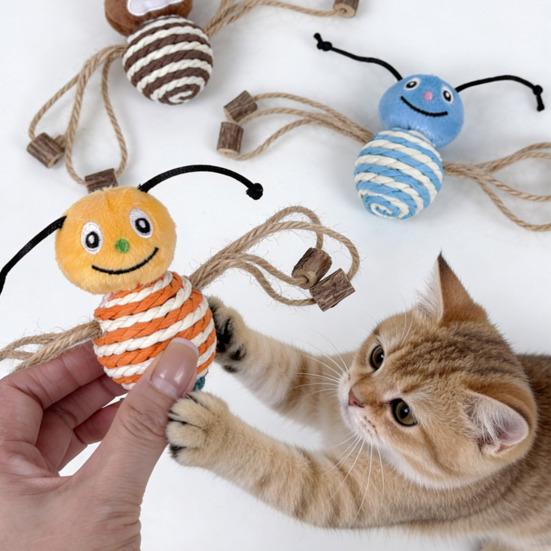 Interaktives Sisal-Katzenspielzeug mit Rasseln Sisal Hanf Bienenform Katzen-Teaser mit natürlichem Actinidia Polygama für Wohnungskatzen