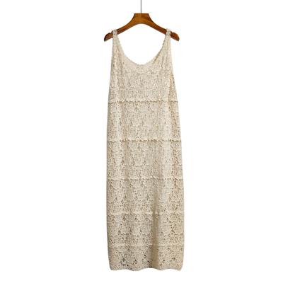 DIMANAF 2025 New Dress Women Knitting Lace Sleeveless Vest O-Neck Hollow Summer Style Loose Basic