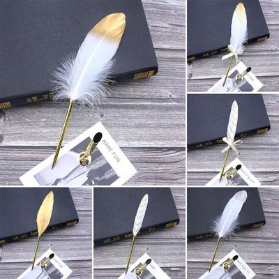 Christmas Gift Black Smooth Ballpoint Pens Writing Tool Feather Pen Signature