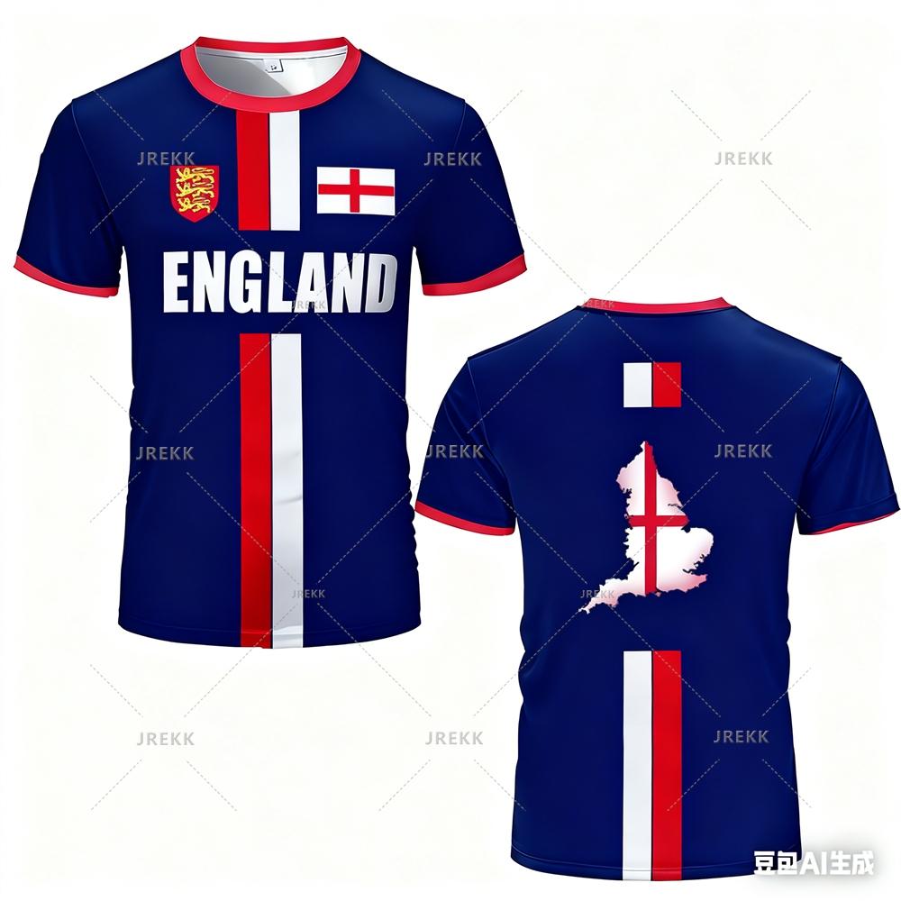 Anglia Koszulka Piłkarska Męskie Koszulki Sportowe Maillot Football Luźne Szybkoschnące Top Unisex Codzienne Koszulki Top Y2k Męskie Prezenty