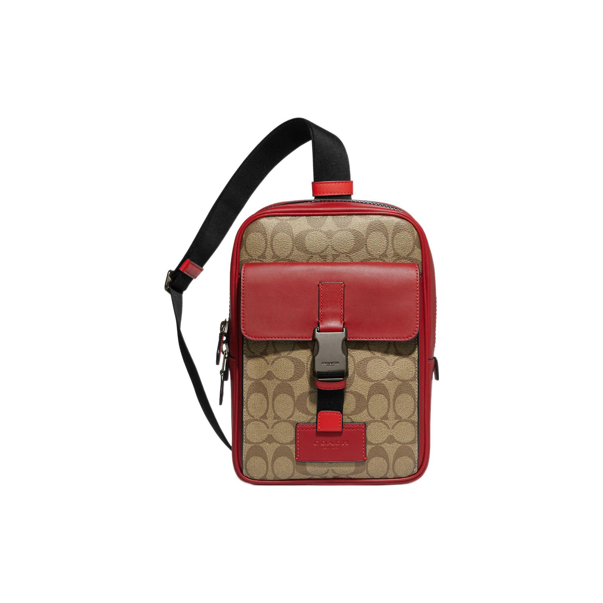 

Coach Track 18 Classic Monogram Zipper Crossbody Bag Men bags Brown Red CF454-QBV1U Basic Set (Bag+Dust Bag)