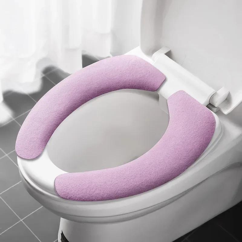 2Pc/set Reusable Warm Flannel Toilet Sticker Toilet Seat Covers Washable Toilet Seat Filling Bathroom Mat Seat Cover Universal