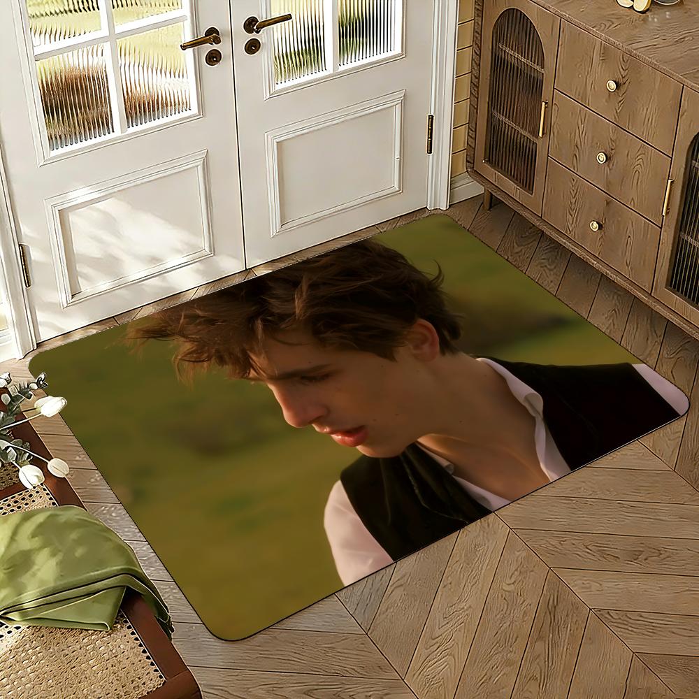 Filmstar Timothy Chalamet Schauspieler Fußmatte Fußmatte Weiche Flanell Rutschfeste Türteppich für Wohnzimmer