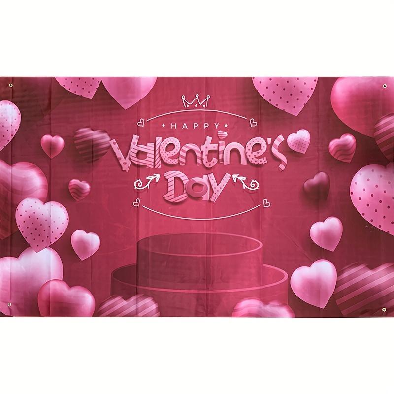 Valentine's Day Backdrop Banner, Valentine's Day Heart Signs Background Hanging, Photo Photography Backdrop, Party Decorations