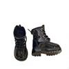 LugSole Doll Boots with Lugged Outsole | Raised Heel, Fashion Boots, Glossy Finish Black