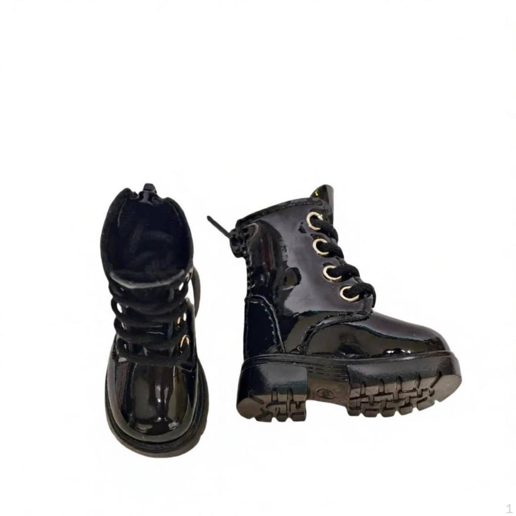 LugSole Doll Boots with Lugged Outsole | Raised Heel, Fashion Boots, Glossy Finish Black