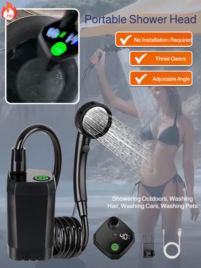 Mobile Portable Shower Smart Temperature Measuring Camping Outdoor Shower Set
