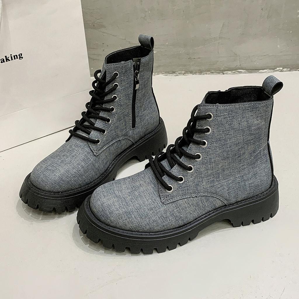Fashion Women Ankle Boots Personalized Denim Design Casual Shoes Fashion Outdoor Comfortable Shoes Flats Walking Boots For Female 35-40