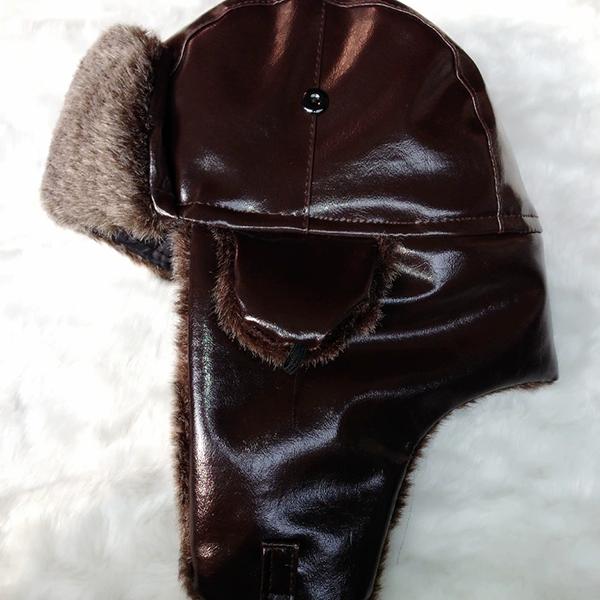 

WTEMPO Faux Leather Couple Windproof Cold-proof Warm Bomber Hats Plush Faux Fur Ear Protection Hats Men s Autumn Winter Outdoor Cycling Skiing Hats 1pc*one size коричневый