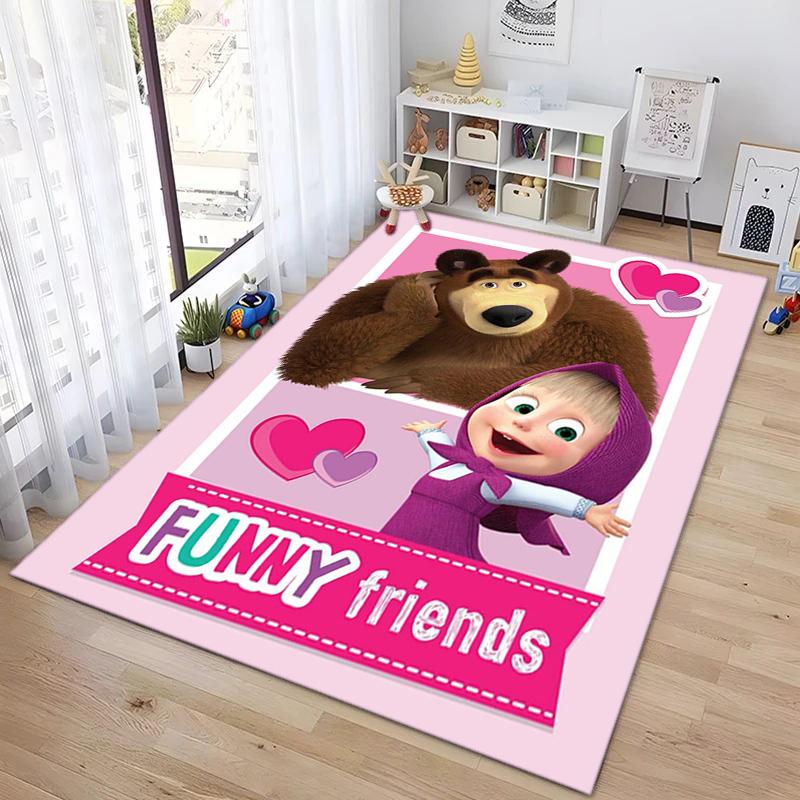 Russian animation Masha and the Bear Fairy Tale Cartoon Carpet Soft Home Living Room Bedroom Door Mat Outdoor Picnic Ground Mat rug T4