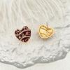 French Retro Micro-Inlaid Zircon Love Stud Earrings For Women
