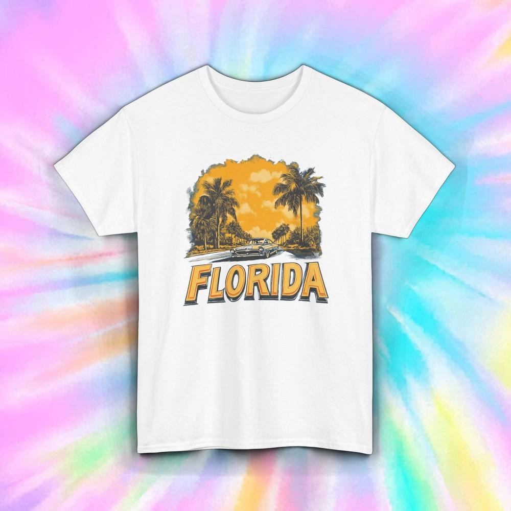 Florida Palm Trees T-Shirt Vintage Tropical Sunshine State Tee S-5XL