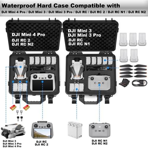 Lekufee DJI Mini 4 Pro Hard Case, Waterproof Storage Case for DJI Mini 4 Pro, DJI Mini 3 Pro, DJI RC, and DJI RC N1 (Hard Case Only)